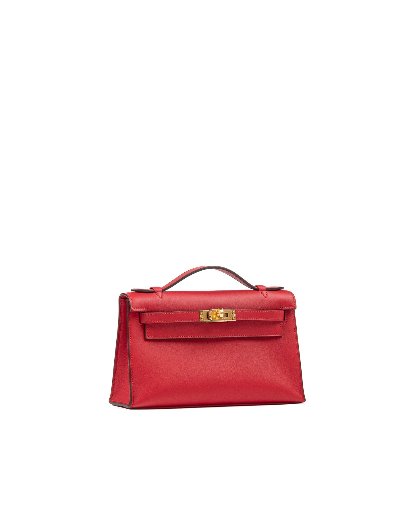 Kelly Pochette Rouge Radieux in Swift Leather with Gold Hardware
