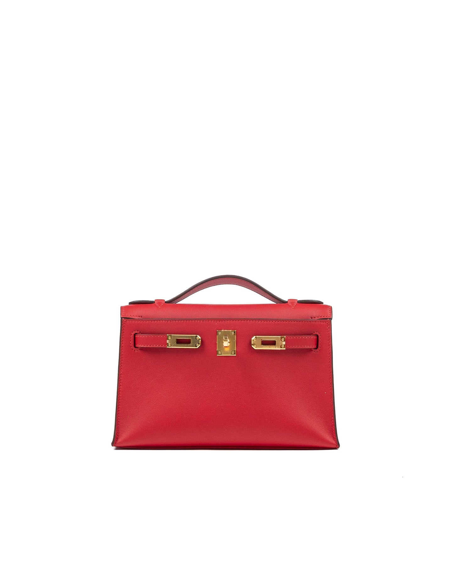 Kelly Pochette Rouge Radieux in Swift Leather with Gold Hardware