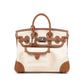 Birkin 25 Cargo in Ecru/Beige Toile H and Gold Swift with Palladium Hardware