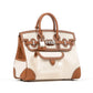 Birkin 25 Cargo in Ecru/Beige Toile H and Gold Swift with Palladium Hardware