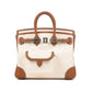 Birkin 25 Cargo in Ecru/Beige Toile H and Gold Swift with Palladium Hardware