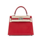 Kelly 25 Sellier in Rouge Piment/Rose Shocking Madame Veau Leather with Palladium Hardware