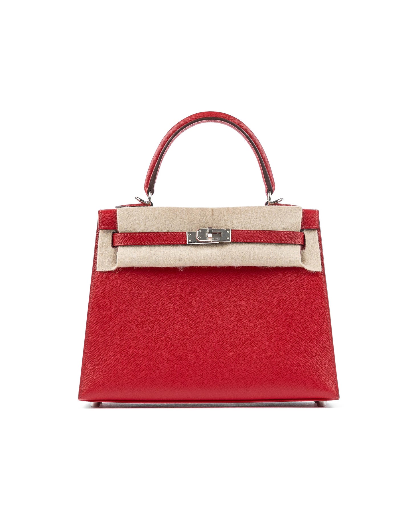 Kelly 25 Sellier in Rouge Piment/Rose Shocking Madame Veau Leather with Palladium Hardware