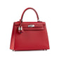Kelly 25 Sellier in Rouge Piment/Rose Shocking Madame Veau Leather with Palladium Hardware