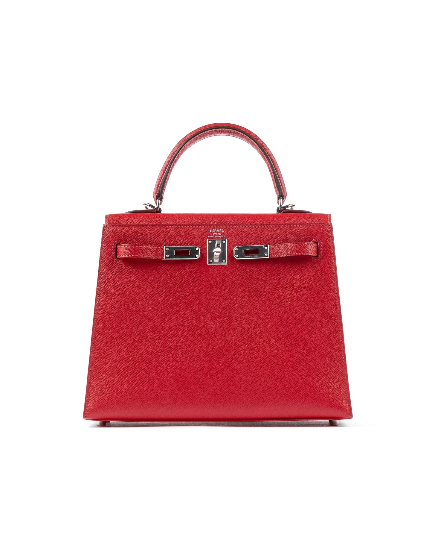 Kelly 25 Sellier in Rouge Piment/Rose Shocking Madame Veau Leather with Palladium Hardware