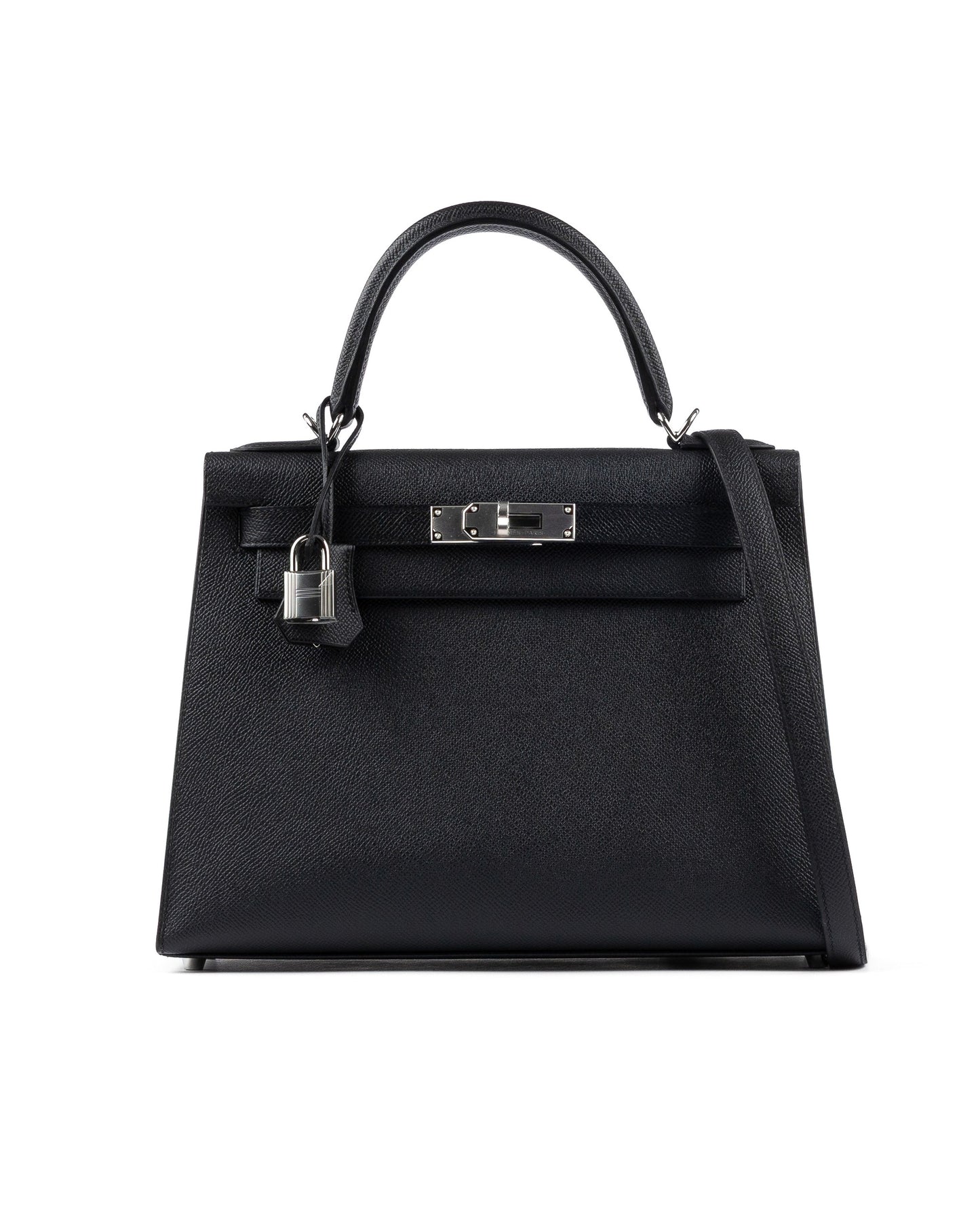 Kelly 28 Black in Epsom Leather with Palladium Hardware