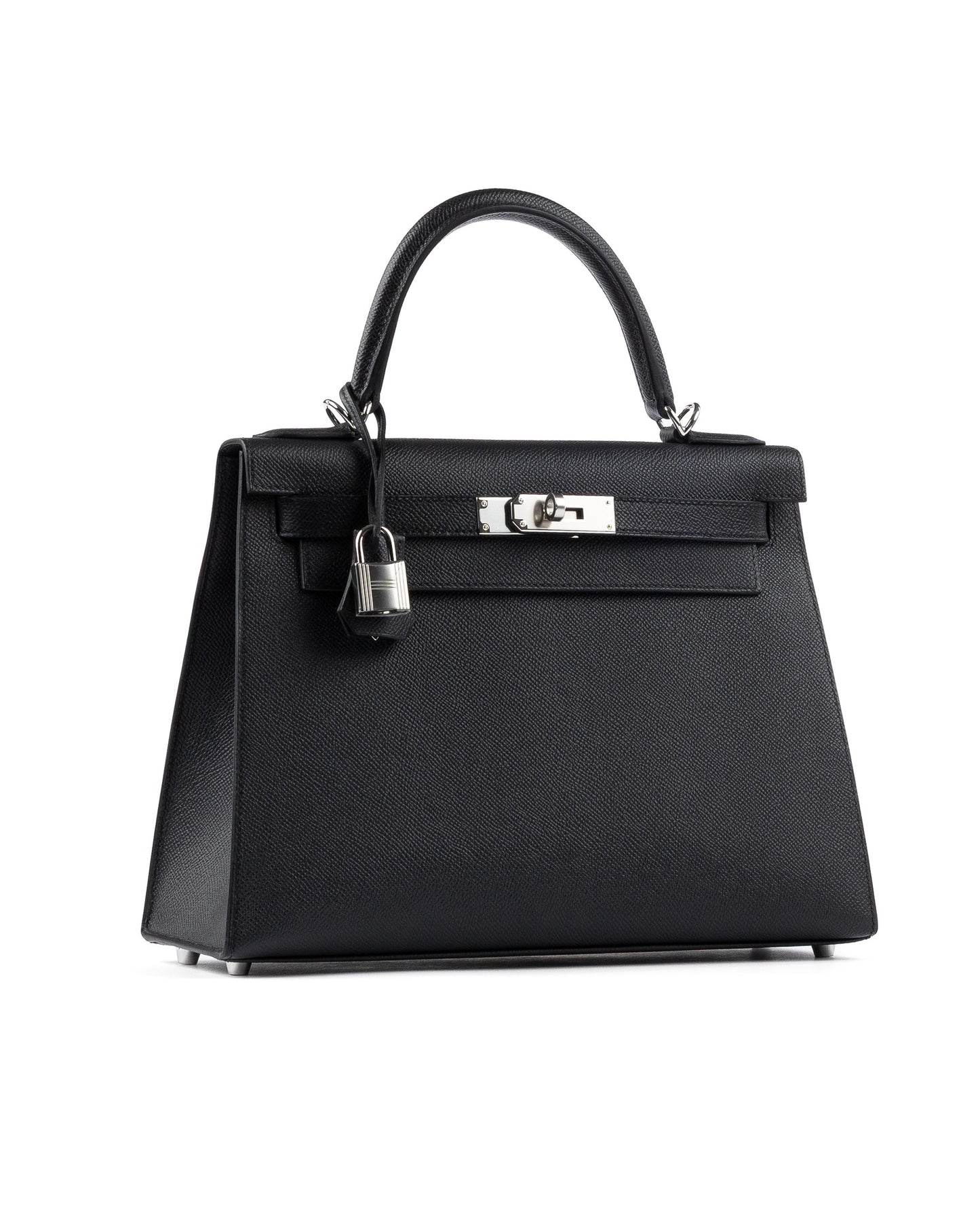 Kelly 28 Black in Epsom Leather with Palladium Hardware