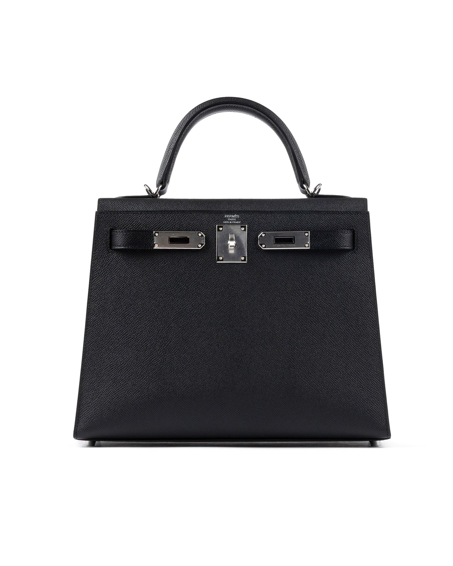 Kelly 28 Black in Epsom Leather with Palladium Hardware