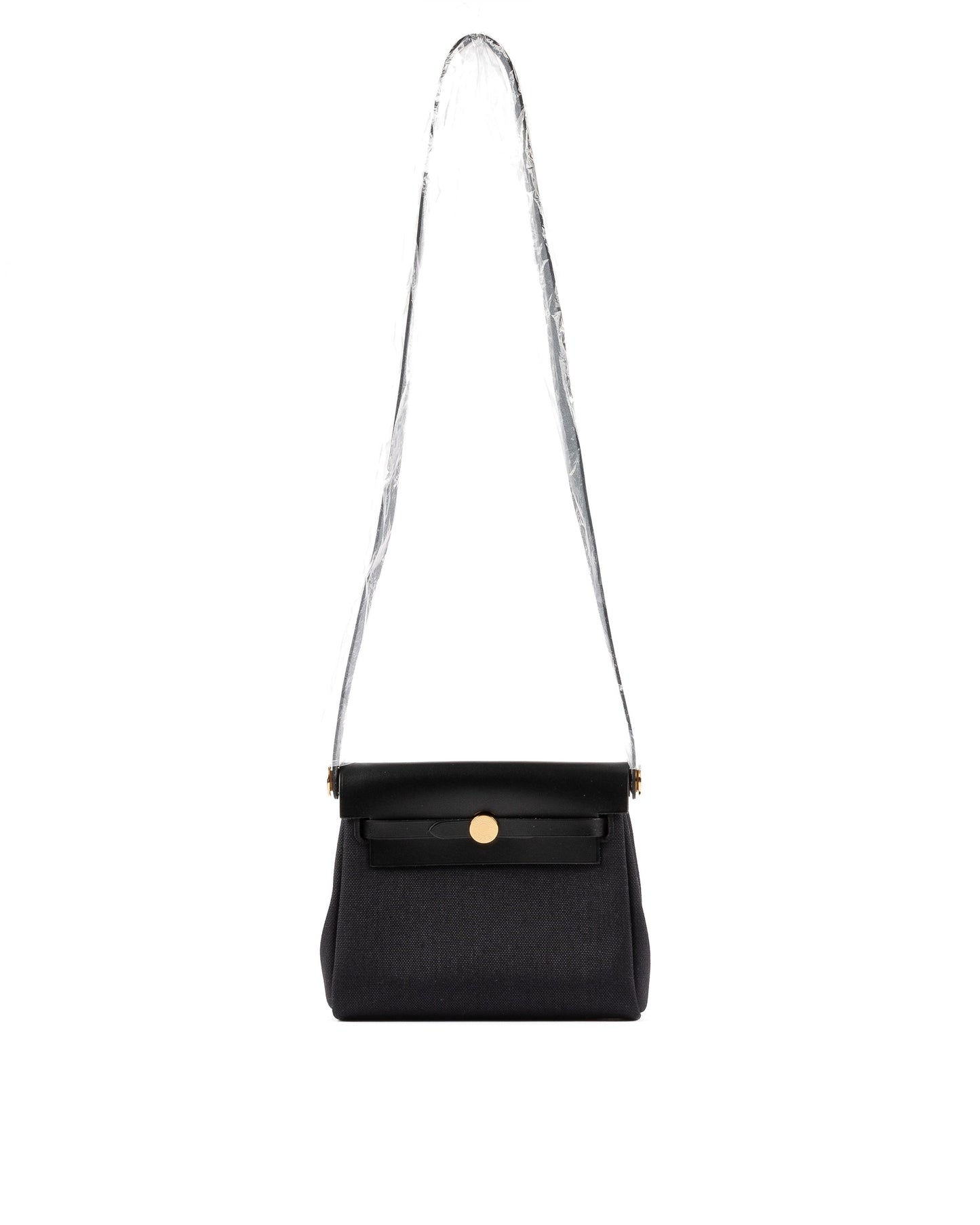 Mini Herbag Black Canvas and Vache Hunter Leather with Gold Hardware