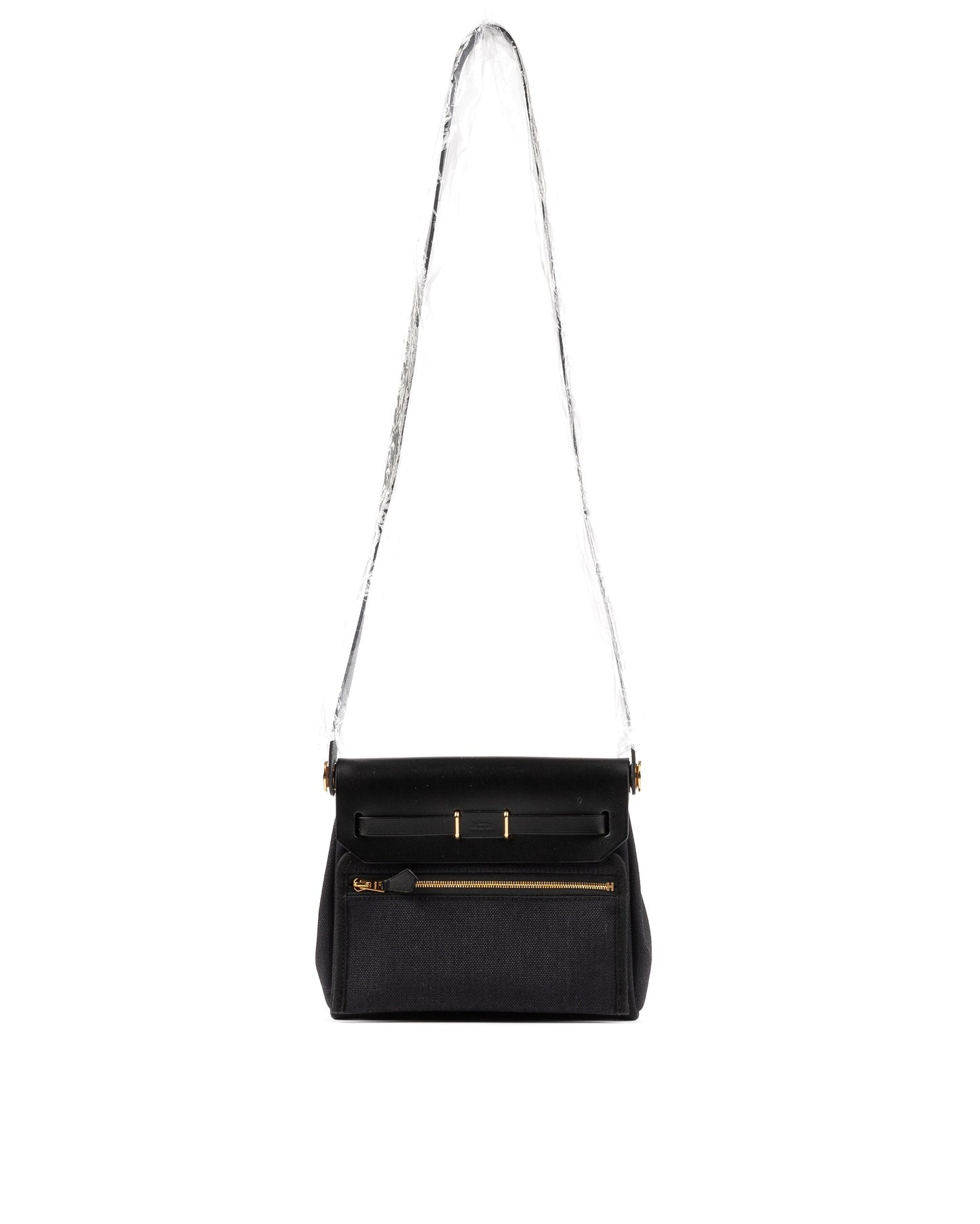Mini Herbag Black Canvas and Vache Hunter Leather with Gold Hardware