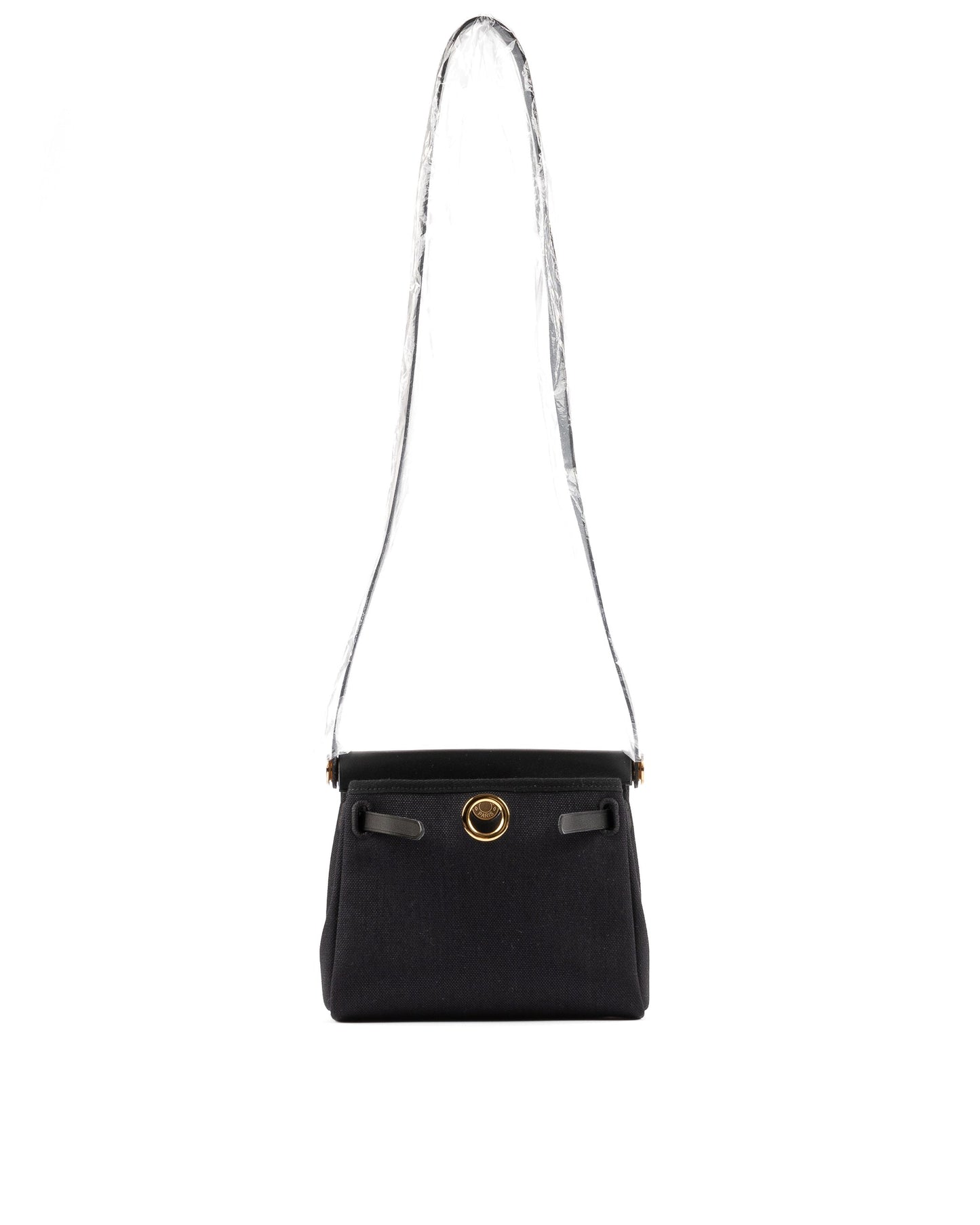 Mini Herbag Black Canvas and Vache Hunter Leather with Gold Hardware