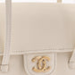 Chanel Clutch White Leather Strap in Grained Shiny Calfskin and Gold Tone Metal