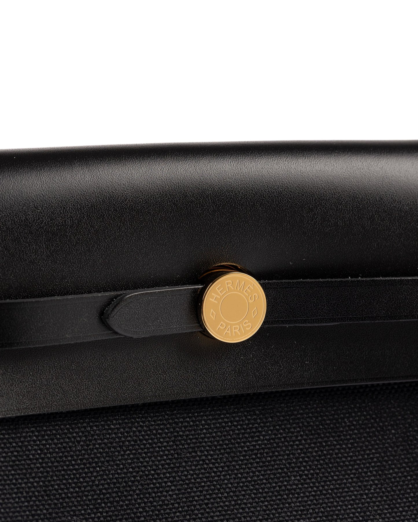 Mini Herbag Black Canvas and Vache Hunter Leather with Gold Hardware