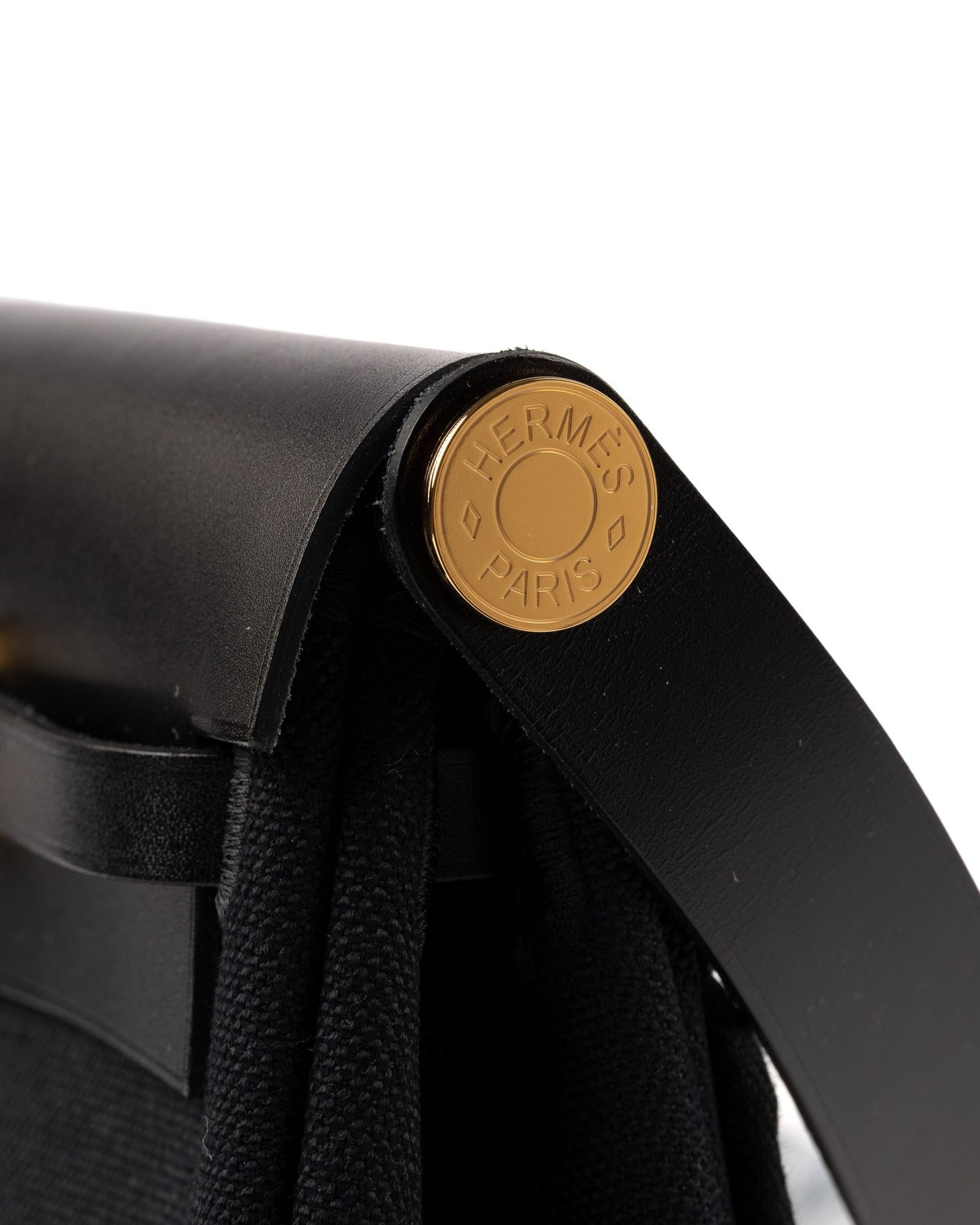 Mini Herbag Black Canvas and Vache Hunter Leather with Gold Hardware