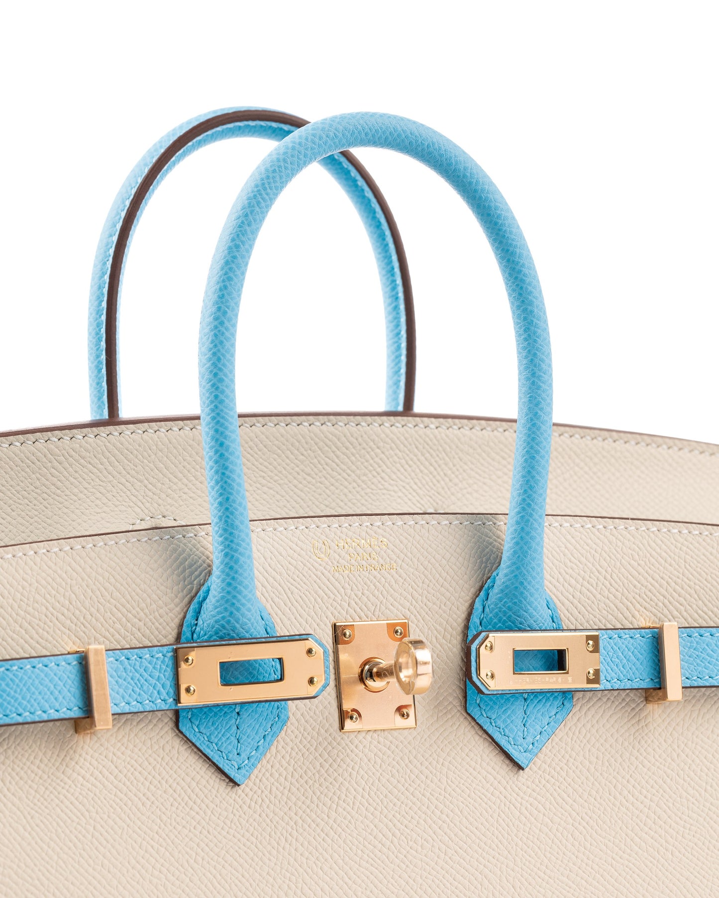 Birkin 25 HSS Craie/Blue Celeste in Epsom Leather with Gold Hardware