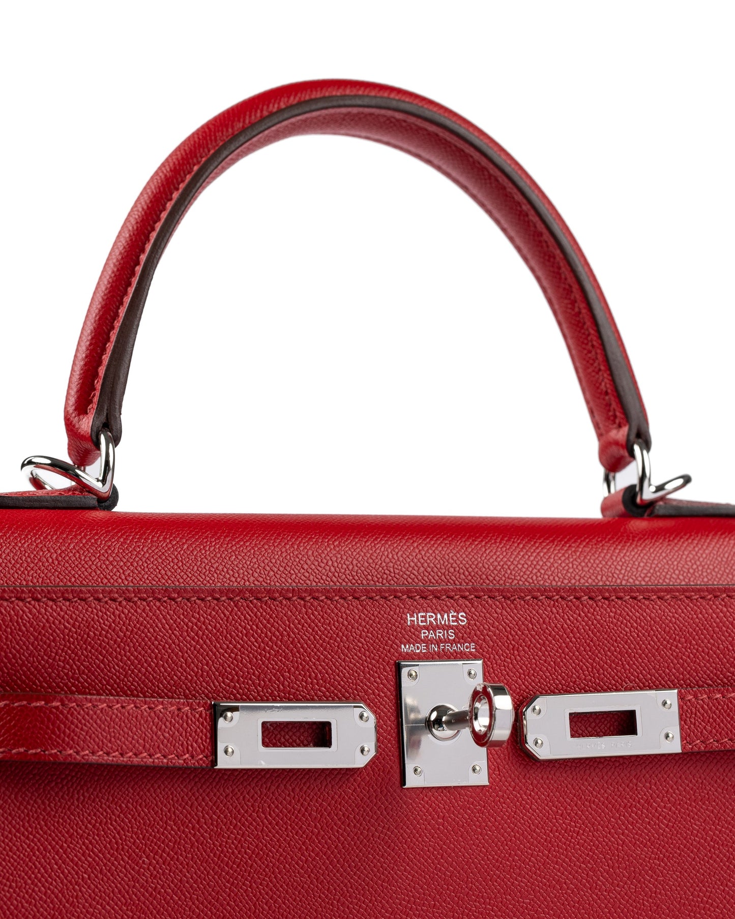 Kelly 25 Sellier in Rouge Piment/Rose Shocking Madame Veau Leather with Palladium Hardware