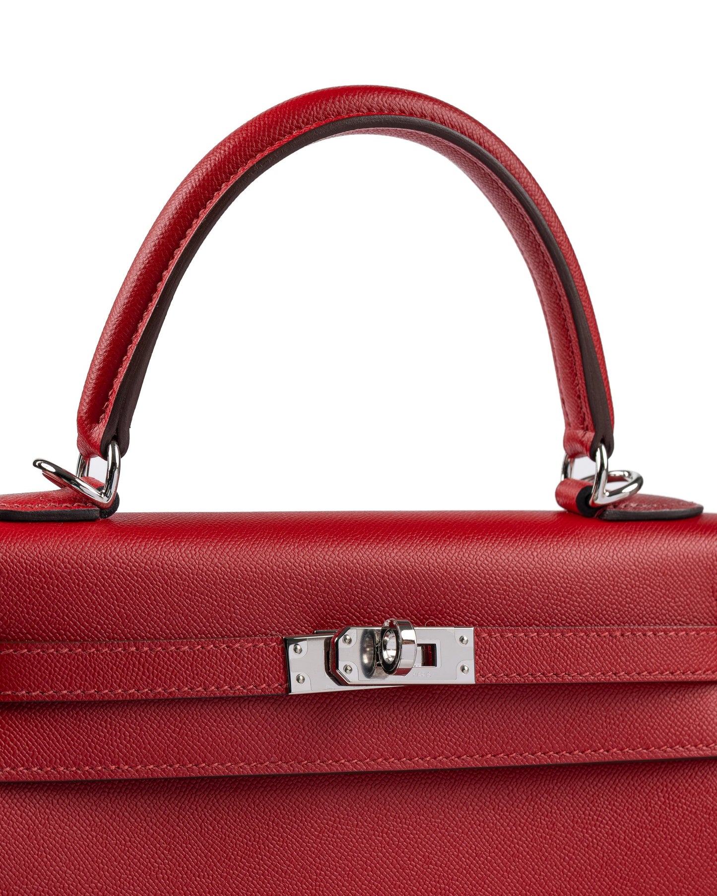 Kelly 25 Sellier in Rouge Piment/Rose Shocking Madame Veau Leather with Palladium Hardware