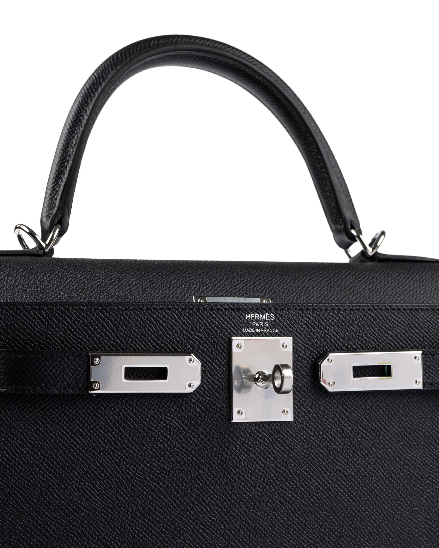 Kelly 28 Black in Epsom Leather with Palladium Hardware