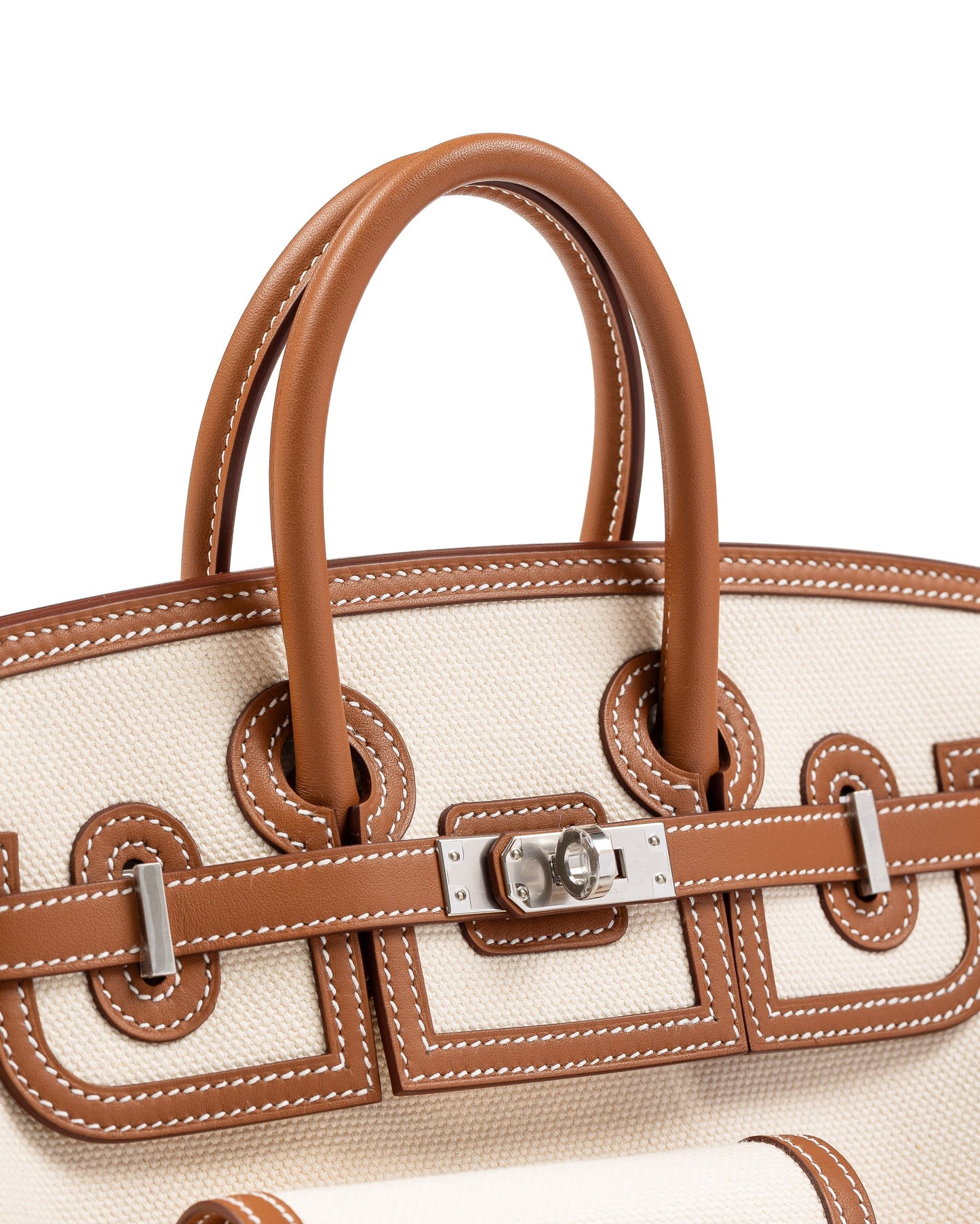 Birkin 25 Cargo in Ecru/Beige Toile H and Gold Swift with Palladium Hardware