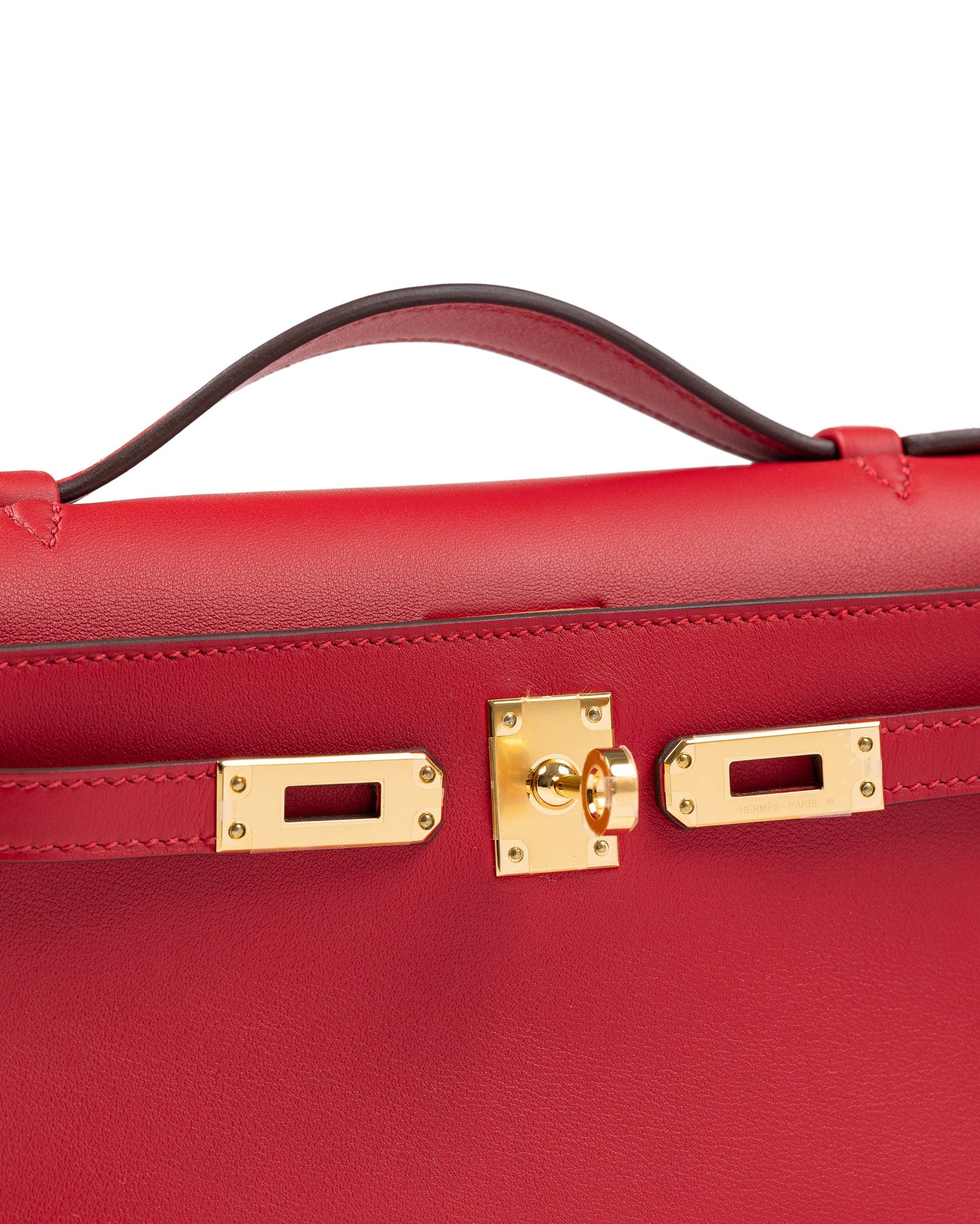 Kelly Pochette Rouge Radieux in Swift Leather with Gold Hardware