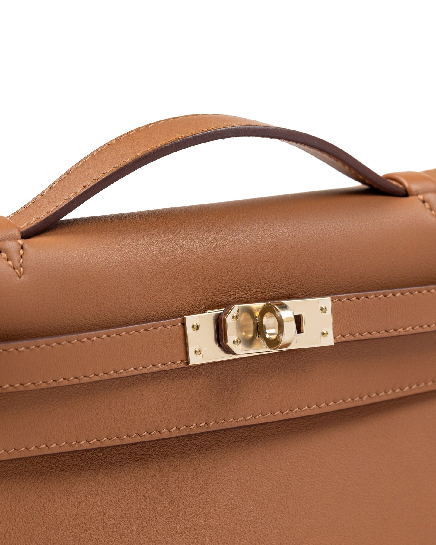 Kelly Pochette HSS in Gold Swift with Rose Mexico Interior and Permabrass Hardware