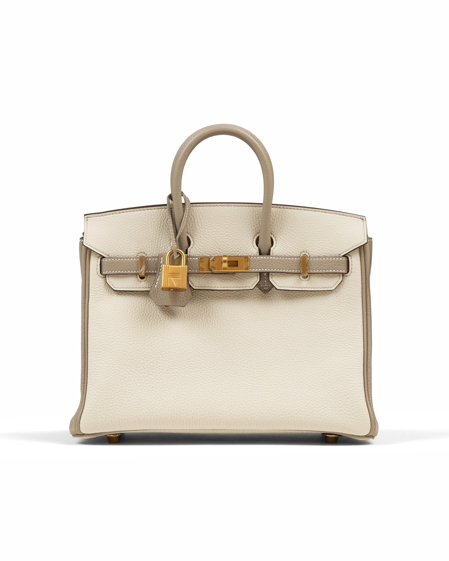 Birkin 25 HSS Craie/Gris Tourterelle in Togo Leather with Brushed Gold Hardware