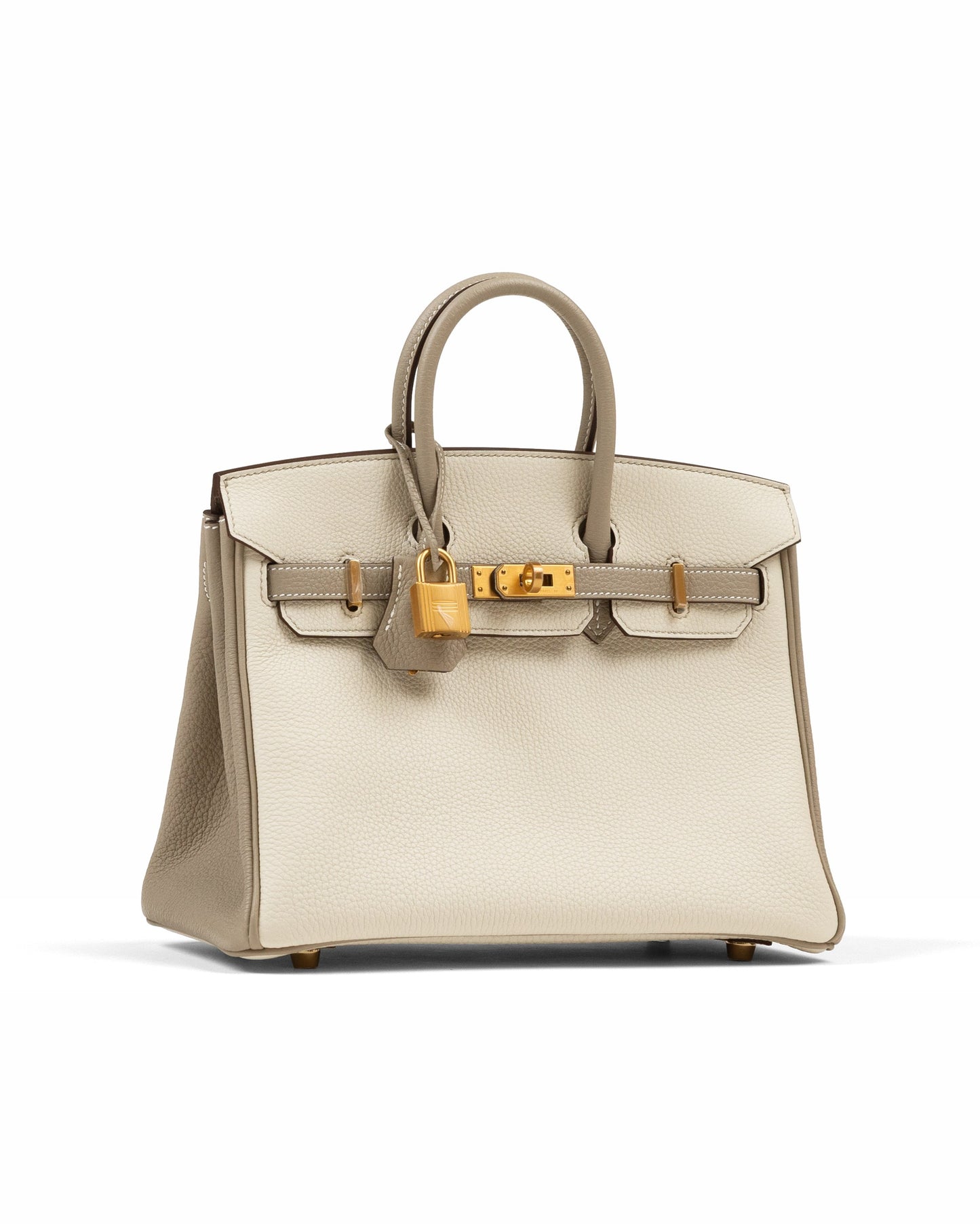 Birkin 25 HSS Craie/Gris Tourterelle in Togo Leather with Brushed Gold Hardware
