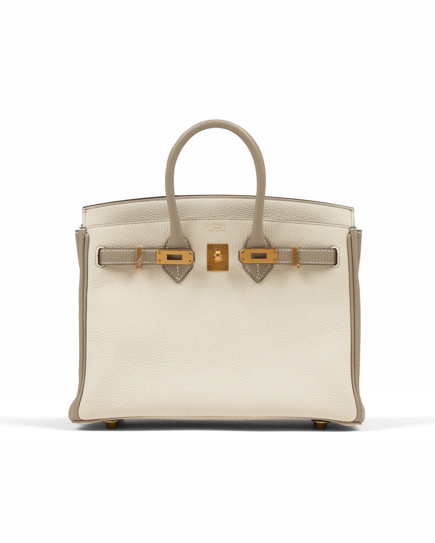 Birkin 25 HSS Craie/Gris Tourterelle in Togo Leather with Brushed Gold Hardware