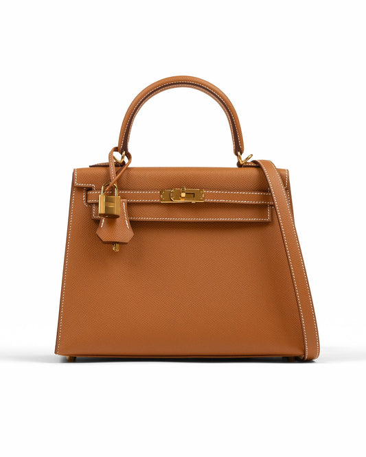 Kelly 25 Gold in Epsom Leather with Gold Hardware