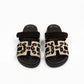 Chypre Sandals Beige Esquisse / Noir in Tufted Suede Goatskin Femme