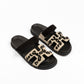 Chypre Sandals Beige Esquisse / Noir in Tufted Suede Goatskin Femme