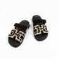 Chypre Sandals Beige Esquisse / Noir in Tufted Suede Goatskin Femme
