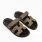 Chypre Sandals Etoupe in Epsom Leather Femme