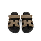 Chypre Sandals Etoupe in Epsom Leather Femme
