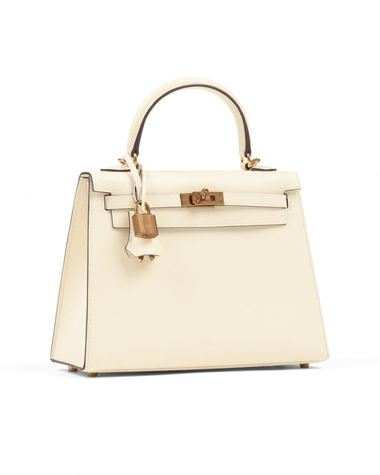 Kelly 25cm Nata Epsom Leather with Gold Hardware