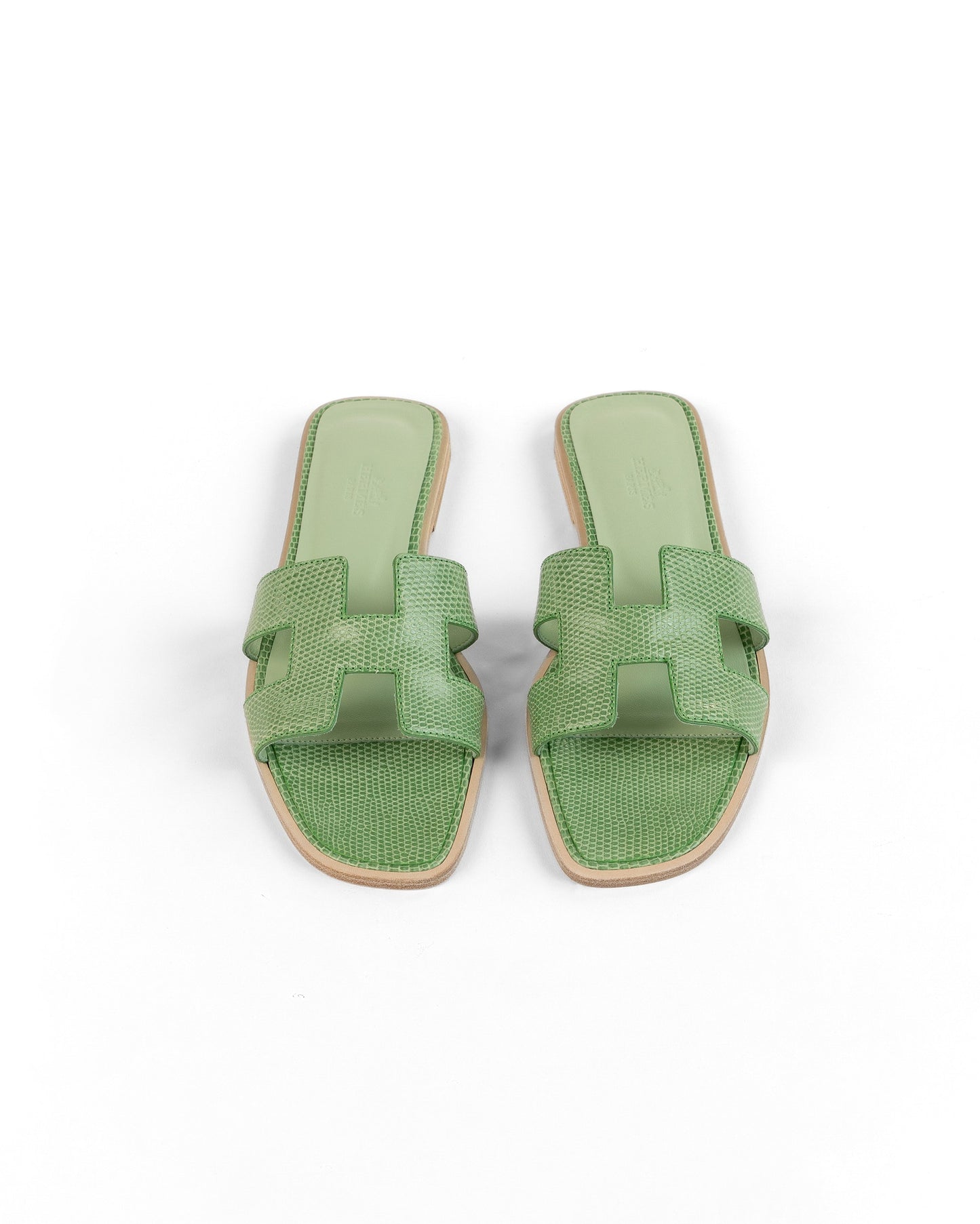 Oran Sandal Very Jade in Lizard Leather