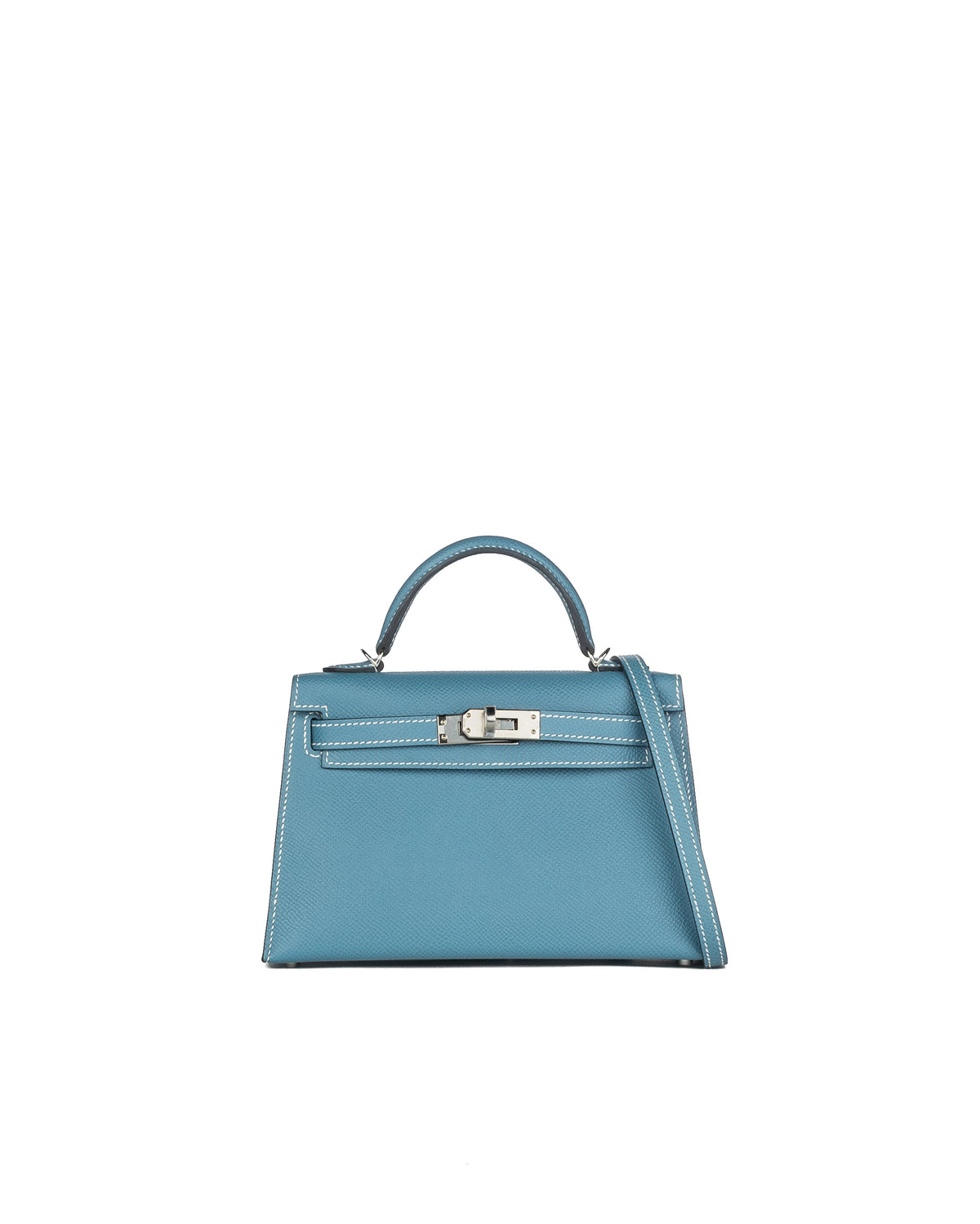 Hermès Mini Kelly 20 in Bleu Jean Epsom Leather with Palladium Hardware