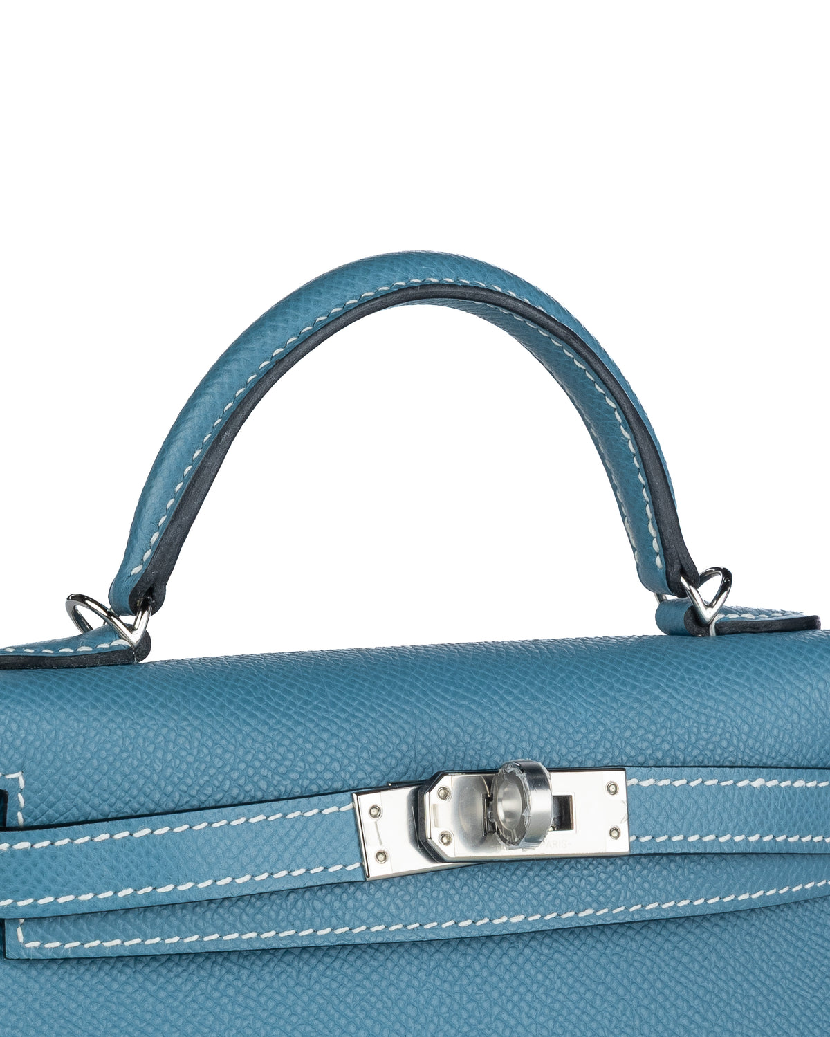 Hermès Mini Kelly 20 in Bleu Jean Epsom Leather with Palladium Hardware