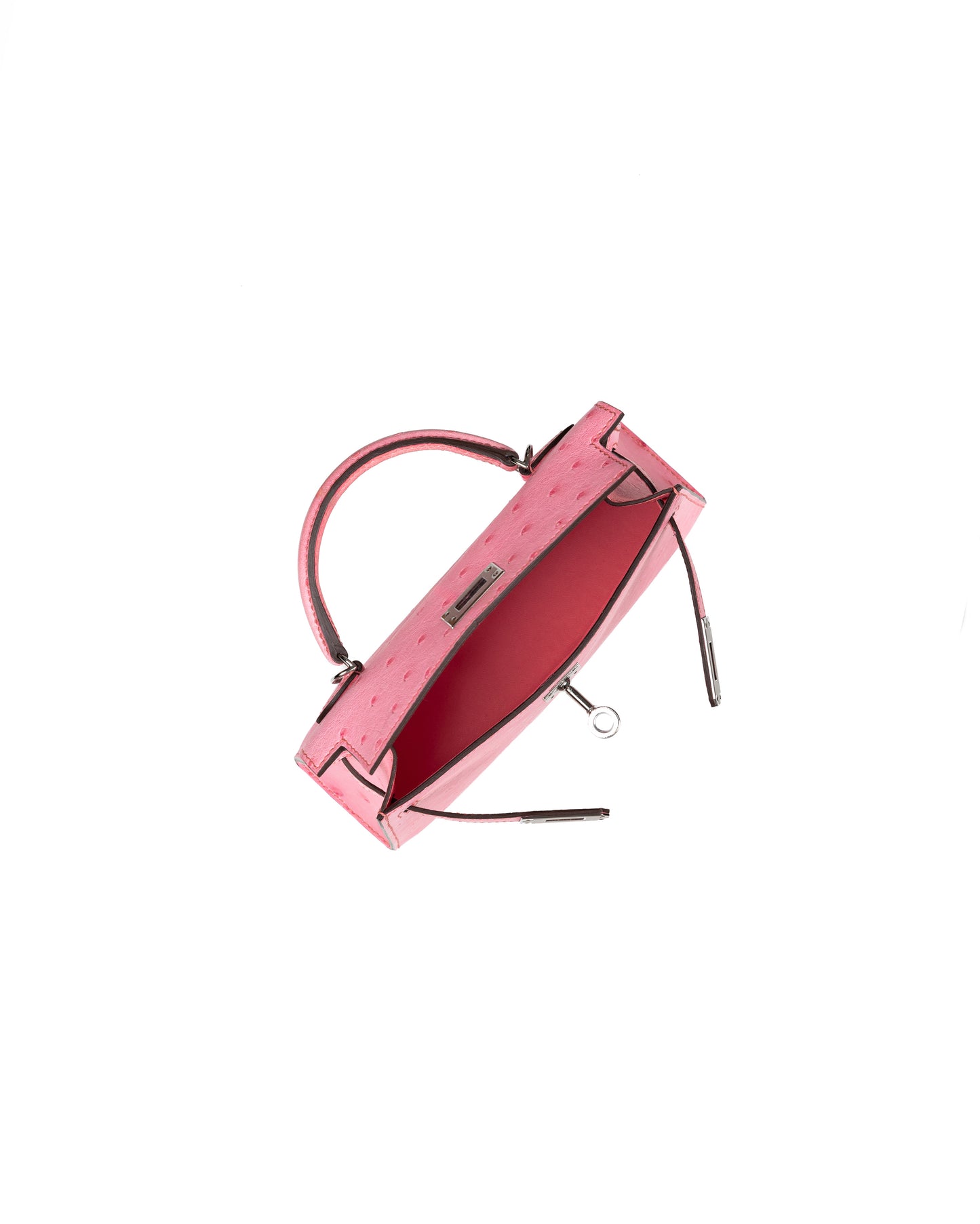 Kelly 20 Bubblegum in Ostrich Leather with Palladium Hardware