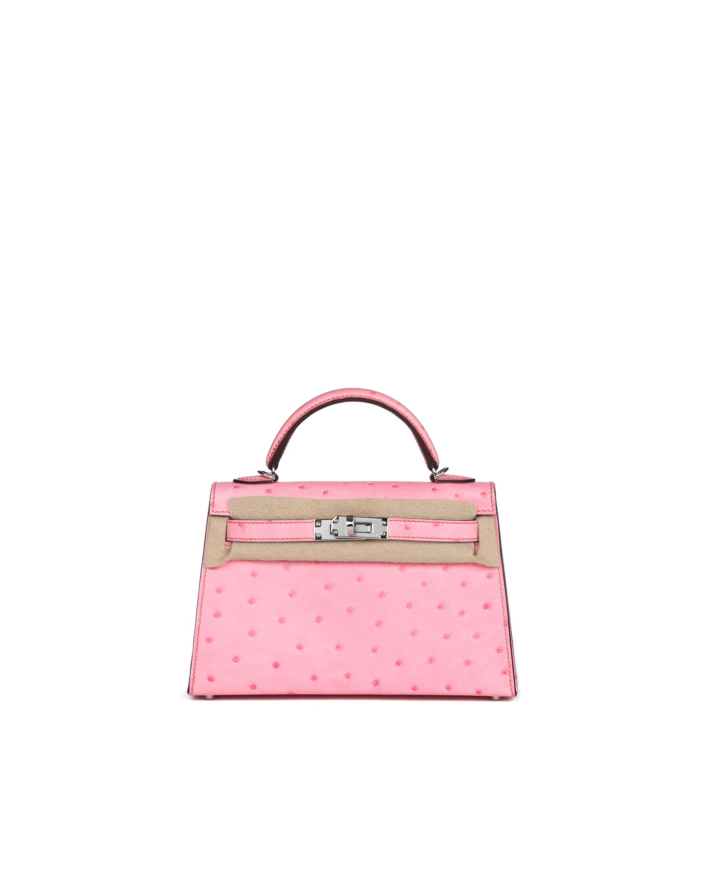Kelly 20 Bubblegum in Ostrich Leather with Palladium Hardware