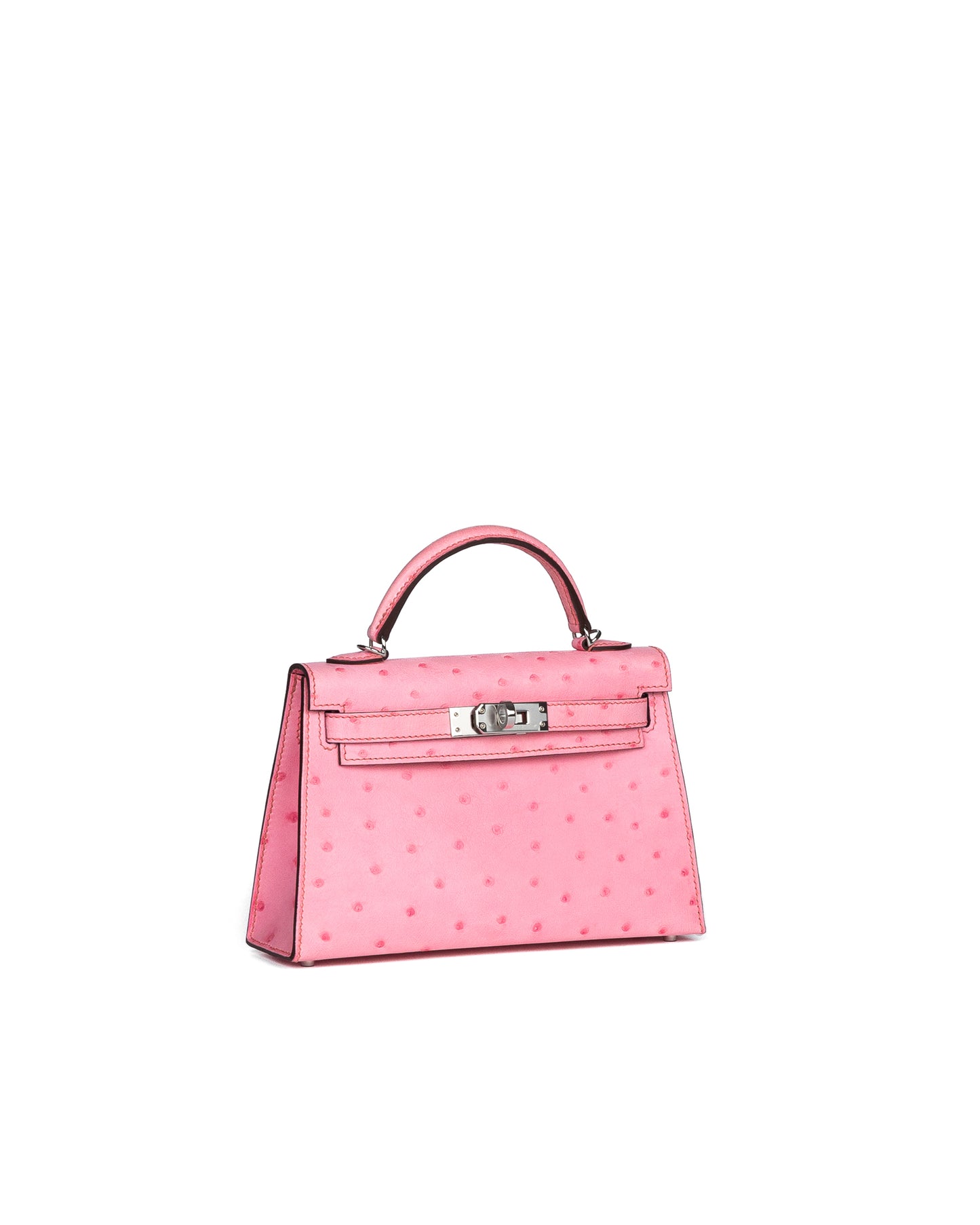 Kelly 20 Bubblegum in Ostrich Leather with Palladium Hardware
