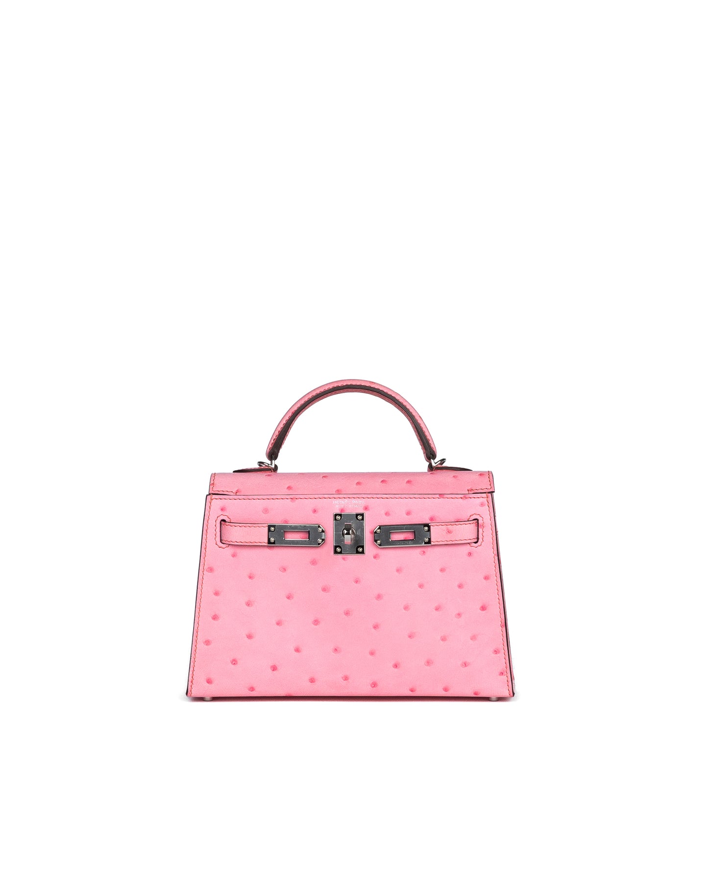 Kelly 20 Bubblegum in Ostrich Leather with Palladium Hardware