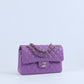 Chanel Purple Quilted Caviar Small Classic Double Flap with Champagne Gold Hardware