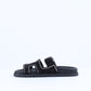 Chypre Sandals in Black Suede with Crystals