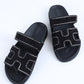 Chypre Sandals in Black Suede with Crystals
