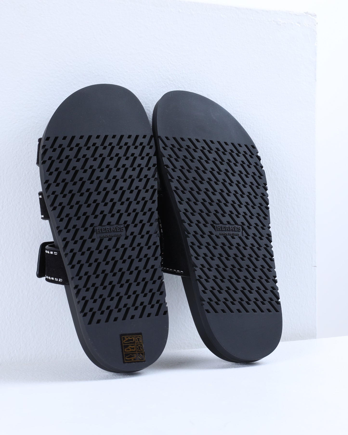 Chypre Sandals in Black Suede with Crystals