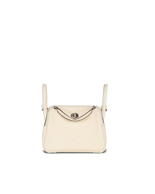 Mini Lindy in Nata Boreal Ostrich Leather with Palladium Hardware