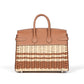 Birkin 25 Picnic Gold in Swift and Stripe Osier Wicker Leather with Palladium Hardware
