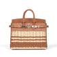 Birkin 25 Picnic Gold in Swift and Stripe Osier Wicker Leather with Palladium Hardware