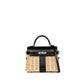 Kelly 20 Picnic Black in Box Calfskin and Naturel Osier Wicker Leather with Palladium Hardware